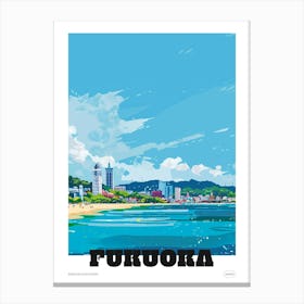 Fukuoka Japan 2 Colourful Travel Poster Canvas Print