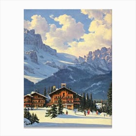 Cortina D'Ampezzo, Italy Ski Resort Vintage Landscape 1 Skiing Poster Canvas Print