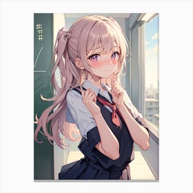 Anime Girl In School Uniform 4 Canvas Print
