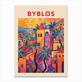 Byblos Lebanon 4 Fauvist Travel Poster Canvas Print
