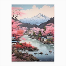 Yatsugatake Mountains In Yamanashi, Ukiyo E Drawing 4 Canvas Print