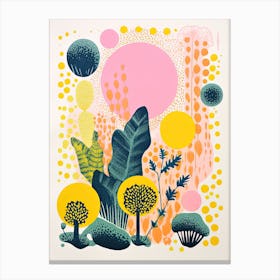 Colourful Botanical Risograph Style 4 Canvas Print