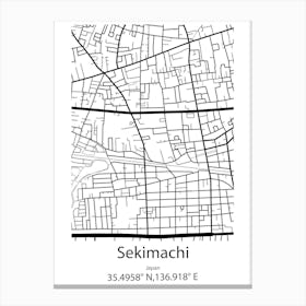 Sekimachi,Japan Minimalist Map Toile