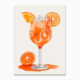 Aperol With Ice And Orange Watercolor Vertical Composition 41 Canvas Print