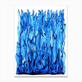 Blue Flames. Modern painting Canvas Print