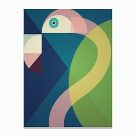 Mid Century Geometric Big Flamingo Canvas Print