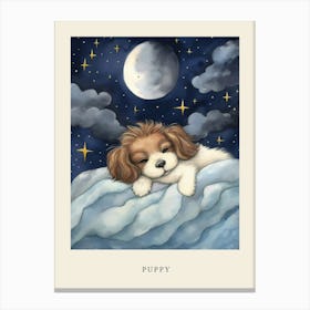 Baby Puppy 3 Sleeping In The Clouds Nursery Poster Canvas Print