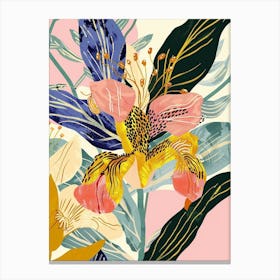 Colourful Flower Illustration Evening Primrose 1 Canvas Print