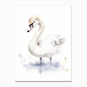 Baby Swan Watercolour Nursery 4 Canvas Print