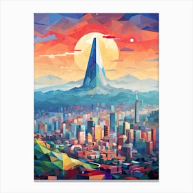 Seoul, South Korea, Geometric Illustration 3 Canvas Print