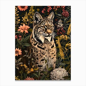 Bobcat In The Wild Inspired by William Morris Canvas Print