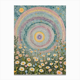 Rainbow Swirl Daisies Canvas Print