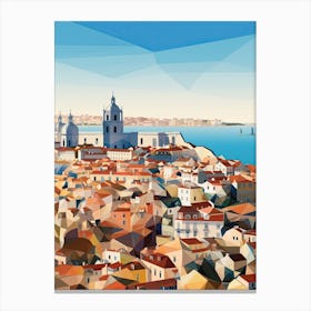 Lisbon, Portugal, Geometric Illustration 3 Canvas Print