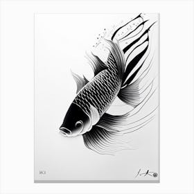 Kigoi Koi 1, Fish Minimal Line Drawing Canvas Print