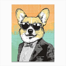 Super Cool Corgi Illustration Pop Canvas Print