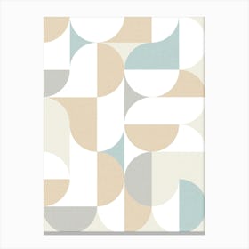 Mid-Mod playful geometric dots and shapes pattern blue grey sand pastels Canvas Print