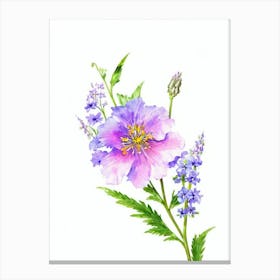 Delphinium Watercolour Flower Canvas Print