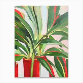 Red Edged Dracaena Impressionist Painting Plant Canvas Print