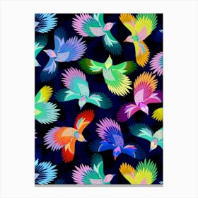 Glow Birds - Dark Multi Canvas Print