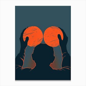 Man Holding Two Orange Balls Canvas Print