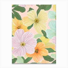 Alstromeria Pastel Floral 5 Flower Canvas Print