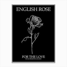 English Rose Black And White Line Drawing 28 Poster Inverted Canvas Print