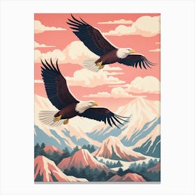 Vintage Japanese Inspired Bird Print Bald Eagle 5 Canvas Print