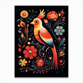 Folk Bird Illustration Cardinal 4 Canvas Print