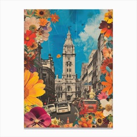 Dublin   Floral Retro Collage Style 1 Canvas Print