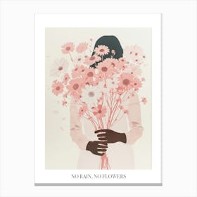 No Rain, No Flowers Poster Spring Girl With Pink Flowers 5 Canvas Print