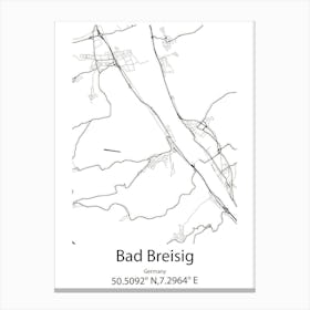 Bad Breisig,Germany Minimalist Map Canvas Print