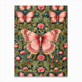 William Morris Pink Butterflies Canvas Print