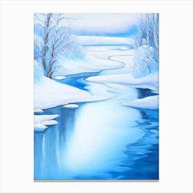 Frozen River Waterscape Marble Acrylic Painting 2 Canvas Print
