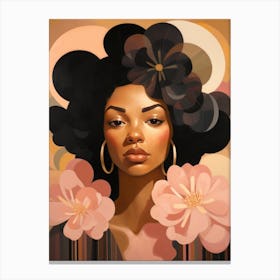 Black Girl With Flowers Canvas Print