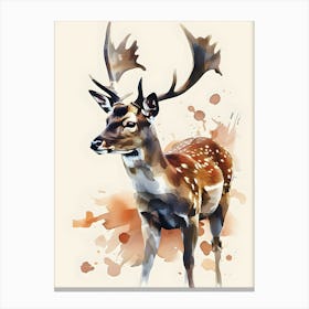 Deer Watercolor Painting Canvas Print