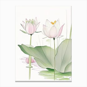 Lotus Flowers In Park Pencil Illustration 2 Canvas Print