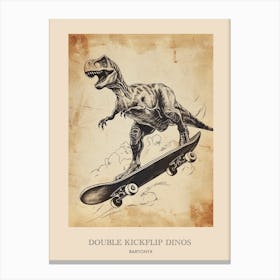 Baryonyx Vintage Dinosaur Poster 3 Canvas Print