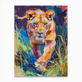 Transvaal Lion Lioness On The Prowl Fauvist Painting 2 Canvas Print