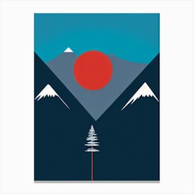 Niseko, Japan Modern Illustration Skiing Poster Canvas Print