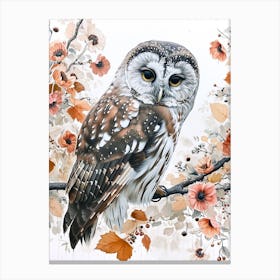 Boreal Owl Japanese Painting 4 Canvas Print
