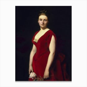 Lady In Red, Dark Moody Vintage Woman Portrait Canvas Print