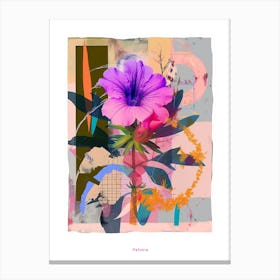 Petunia 4 Neon Flower Collage Poster Canvas Print