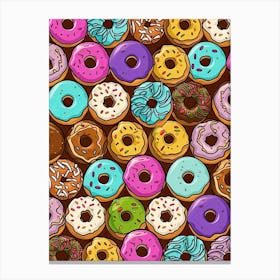 Kawaii Donuts Pattern 2 Canvas Print