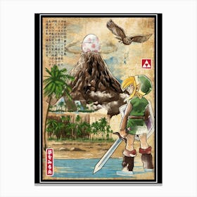 Link Awakening Woodblock Canvas Print