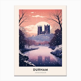 Winter Night  Travel Poster Durham United Kingdom 1 Canvas Print