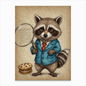 Raccoon With Magnifying Glass 4 Canvas Print