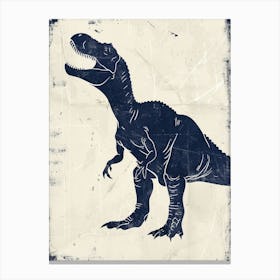 T Rex Navy Blue Dinosaur Silhouette Canvas Print