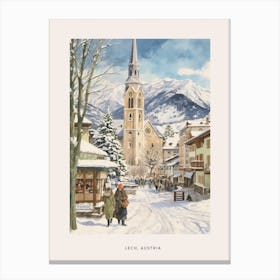 Vintage Winter Poster Lech Austria 2 Canvas Print