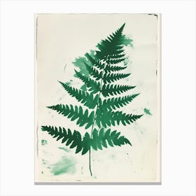 Green Ink Painting Of A Button Fern 2 Canvas Print