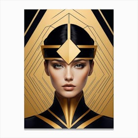 Geometric Woman Portrait Luxury Gold (17) Canvas Print